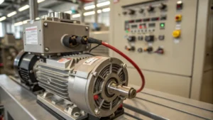 Close-up view of a Rockwell Automation motor in an industrial setting