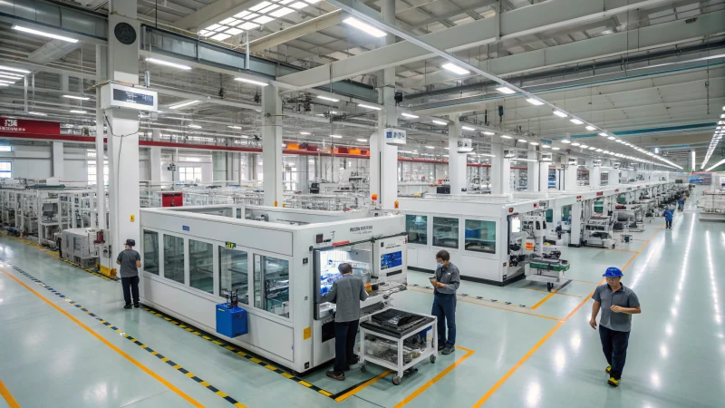 A panoramic view of a modern manufacturing facility in China