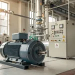 A high-efficiency induction motor in an industrial setting