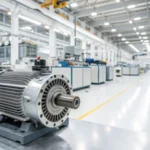 High-efficiency induction motor in a modern factory