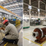 A comparison of induction motor production in a high-tech factory and a small workshop