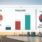 Infographic comparing induction motor production between China and Thailand
