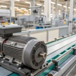 Induction motor in a conveyor system within a factory