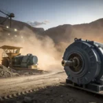 Jak fungují indukční motory za podmínek extrémního zatížení v těžbě? A large industrial induction motor in a rugged mining setting