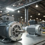 High-efficiency induction motors in an industrial workshop