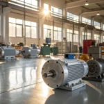 A clean industrial workspace with induction motors