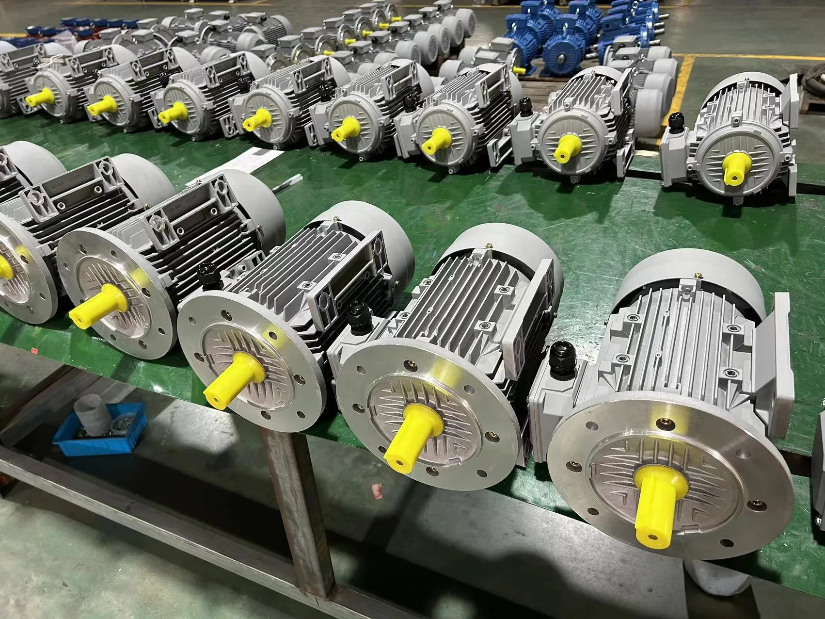 A large industrial induction motor in a modern factory