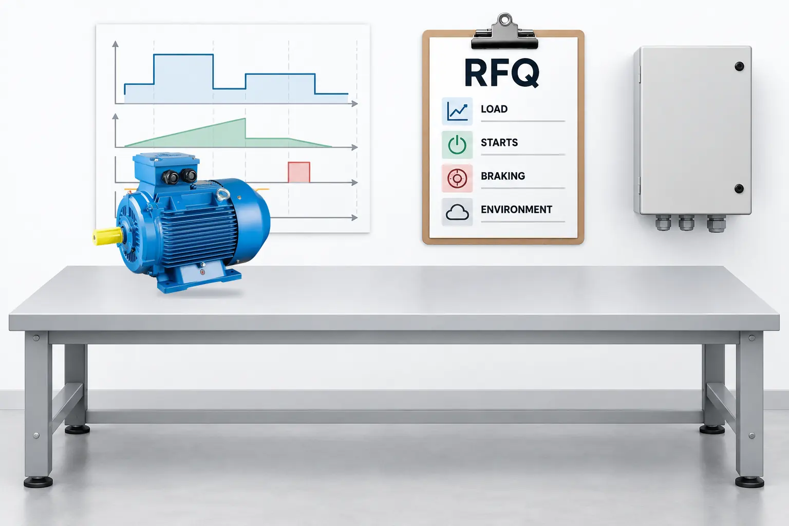 Load profile and RFQ data for motor selection