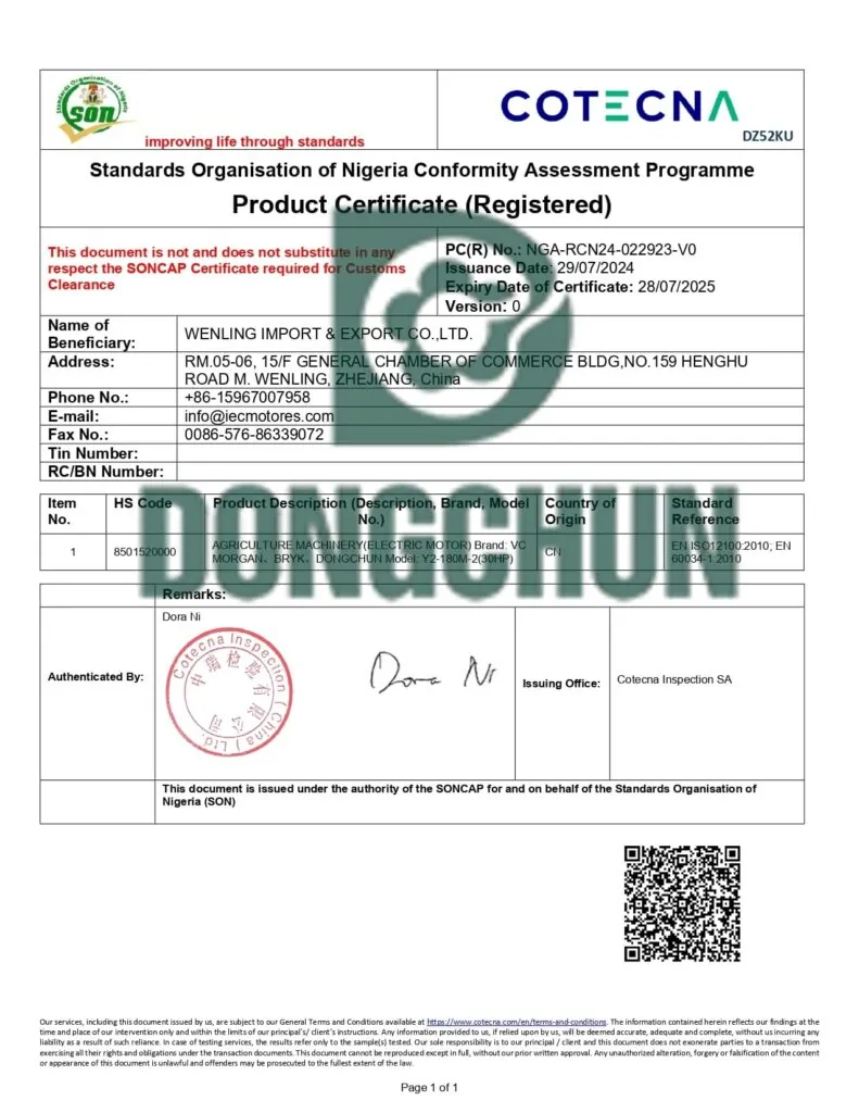SONCAP CERTIFICATE